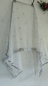 white chunni with silver embroidrey