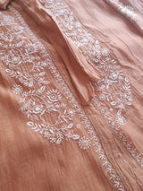 Brown Chikankari Shirt - Semi Stitched - Neel Creations By Saanvi