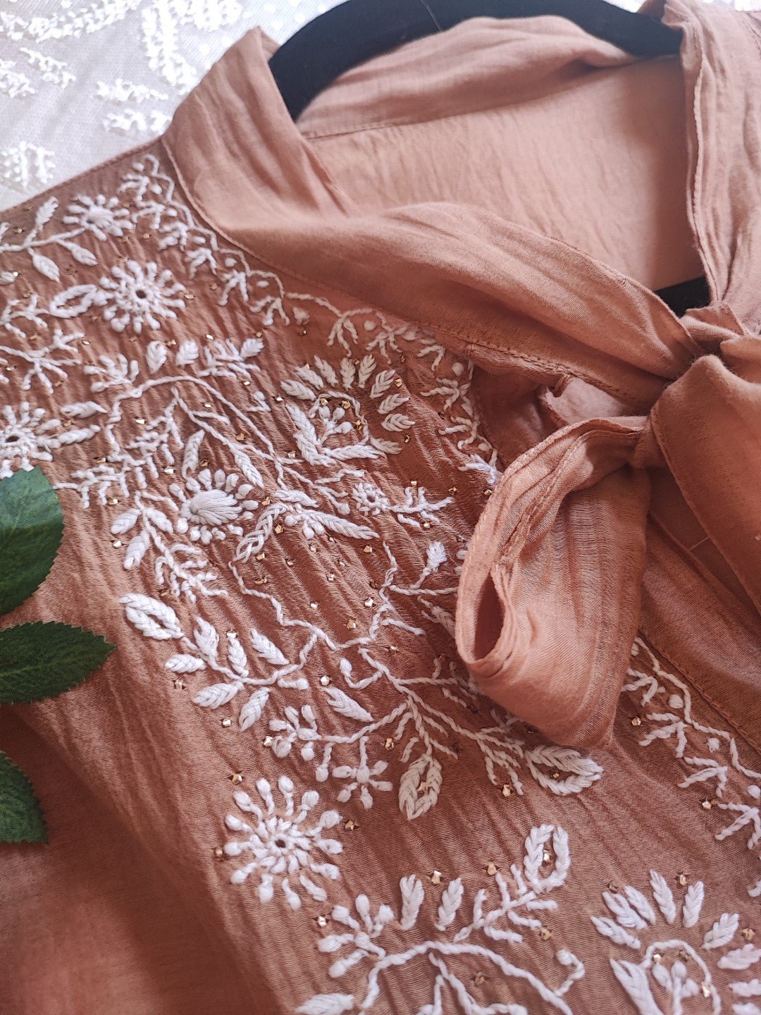 Brown Chikankari Shirt - Semi Stitched - Neel Creations By Saanvi