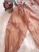 Brown Chikankari Shirt - Semi Stitched - Neel Creations By Saanvi