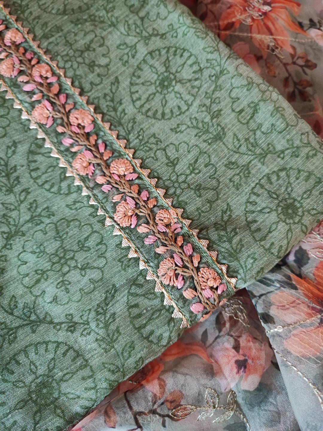 Chanderi with Organza dupatta - Dress material - Neel Creations By Saanvi