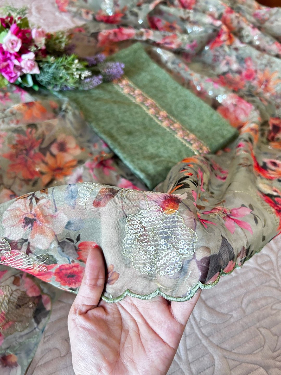 Chanderi with Organza dupatta - Dress material - Neel Creations By Saanvi