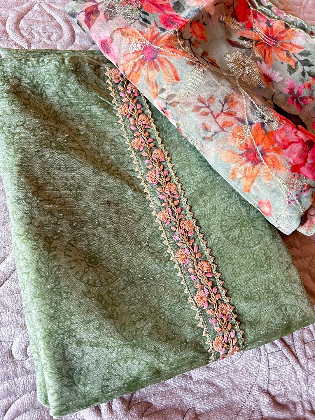 Chanderi with Organza dupatta - Dress material - Neel Creations By Saanvi