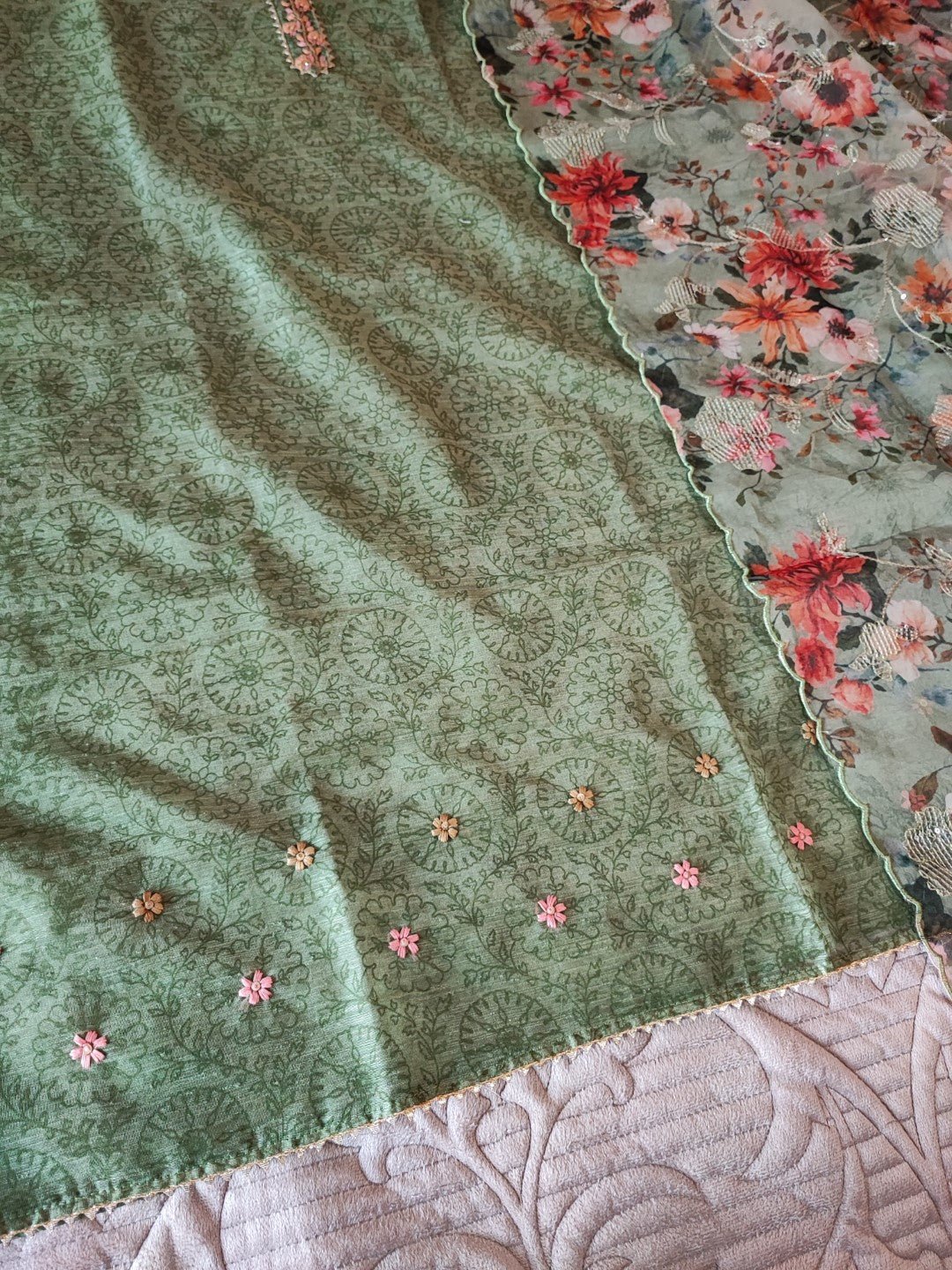 Chanderi with Organza dupatta - Dress material - Neel Creations By Saanvi