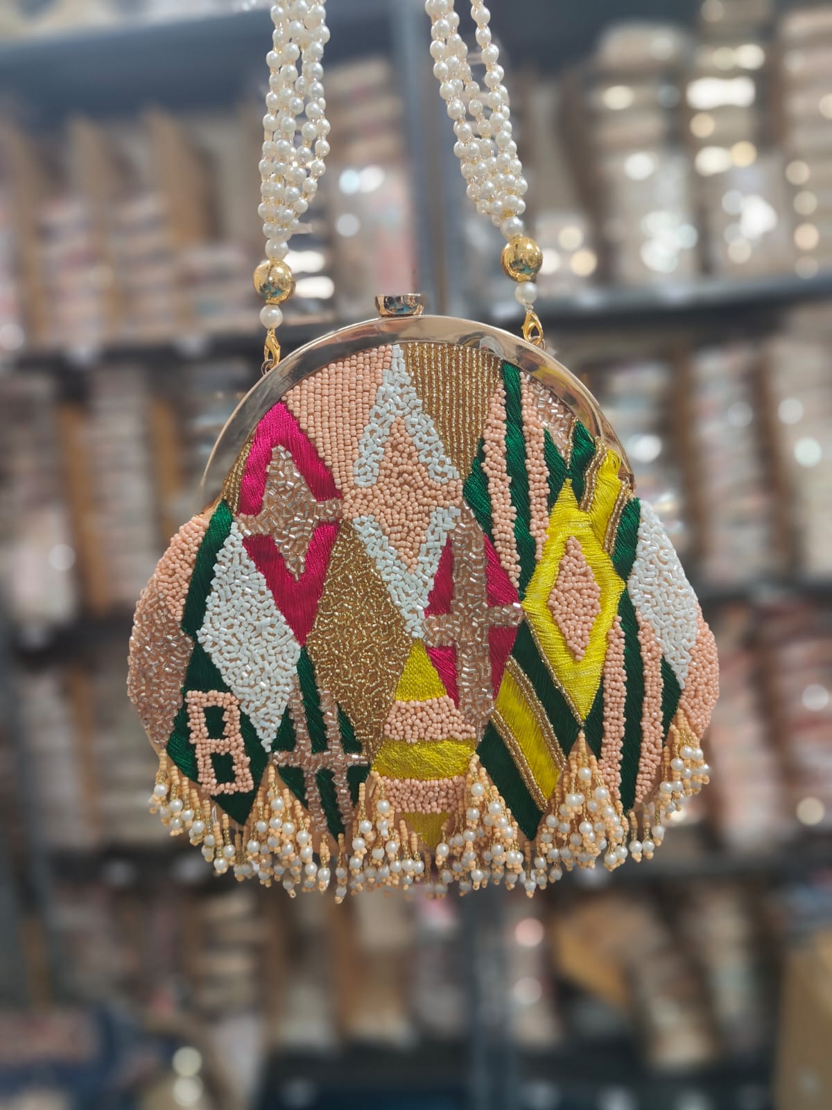 Designer Partywear embroidery purse - One Side embroidery - Neel Creations By Saanvi