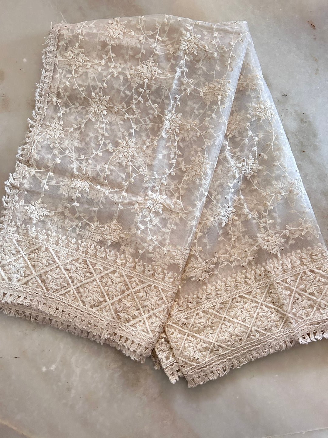 Fancy Thread work Net dupatta - Neel Creations By Saanvi