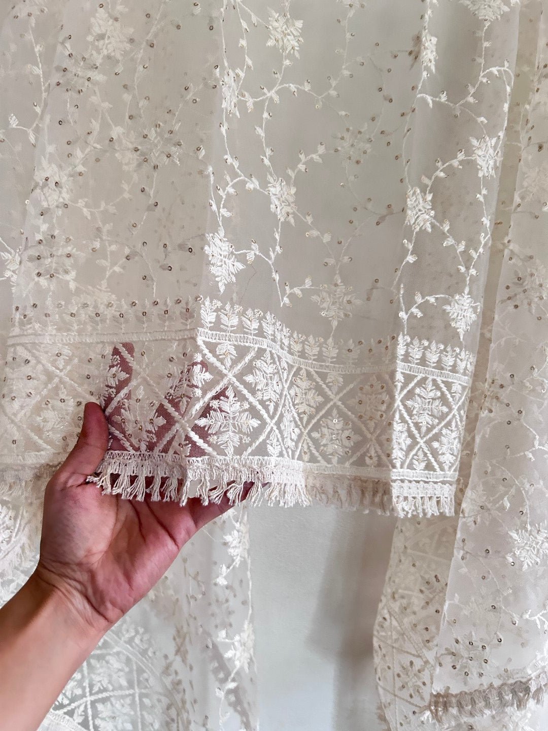 Fancy Thread work Net dupatta - Neel Creations By Saanvi