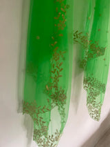 Green Net dupatta with scallop border