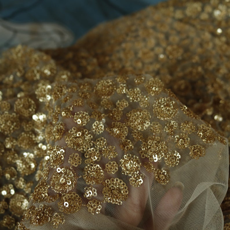 Golden Sequin blouse fabric