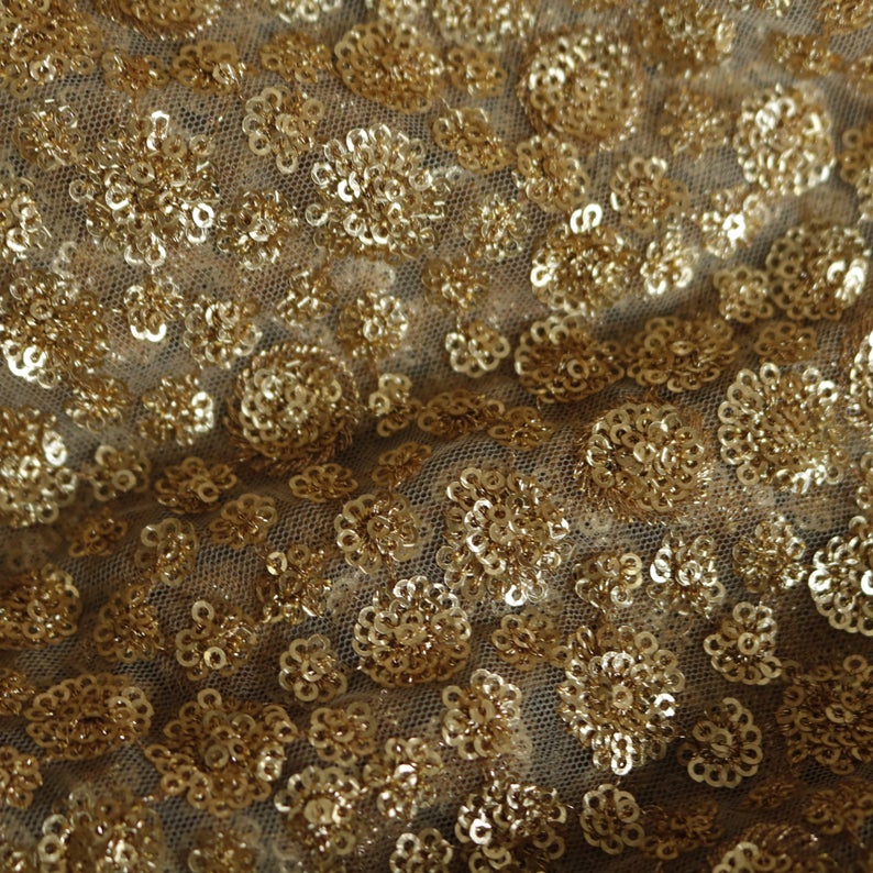 Golden Sequin blouse fabric
