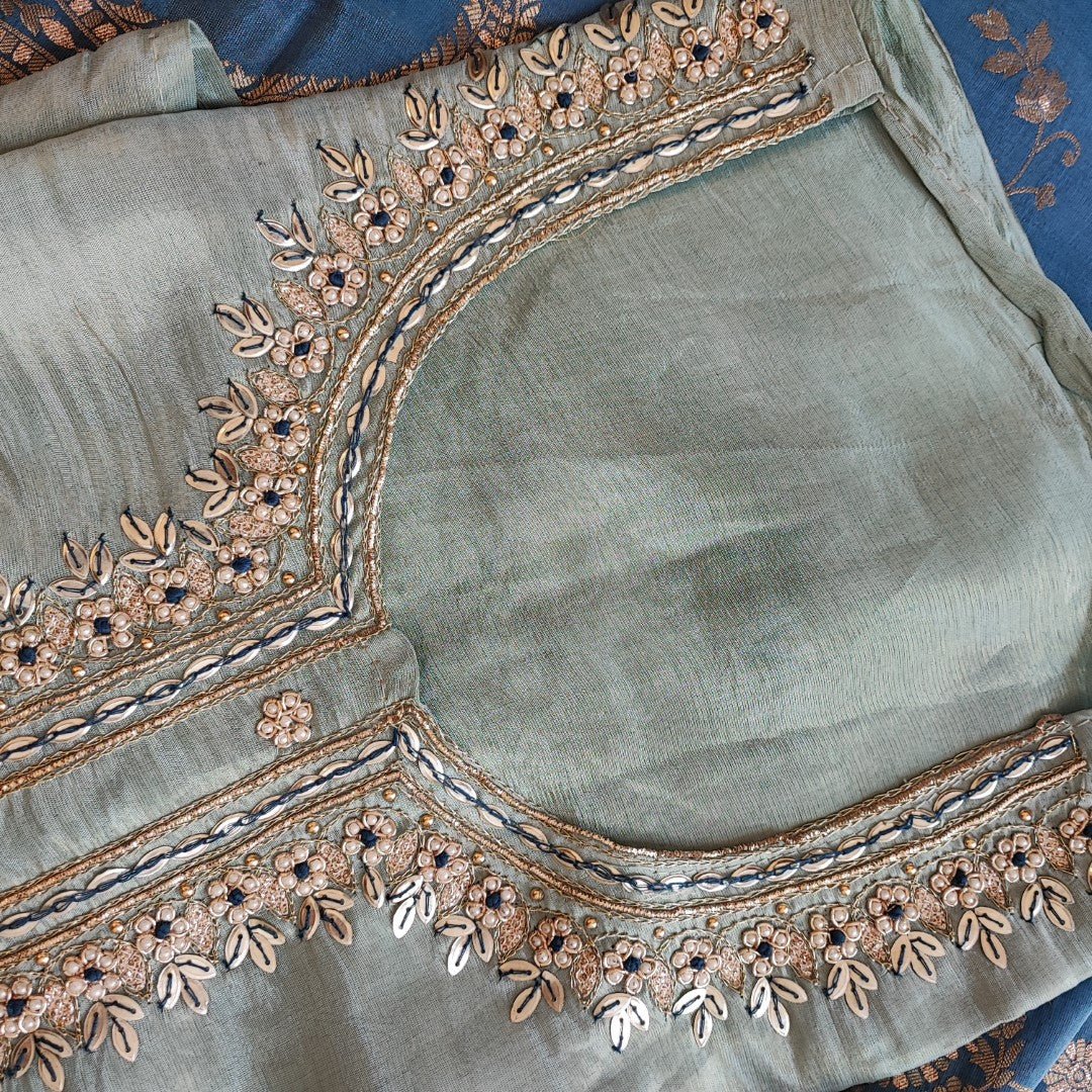 Kanjivaram silk salwar kameez set - Neel Creations By Saanvi