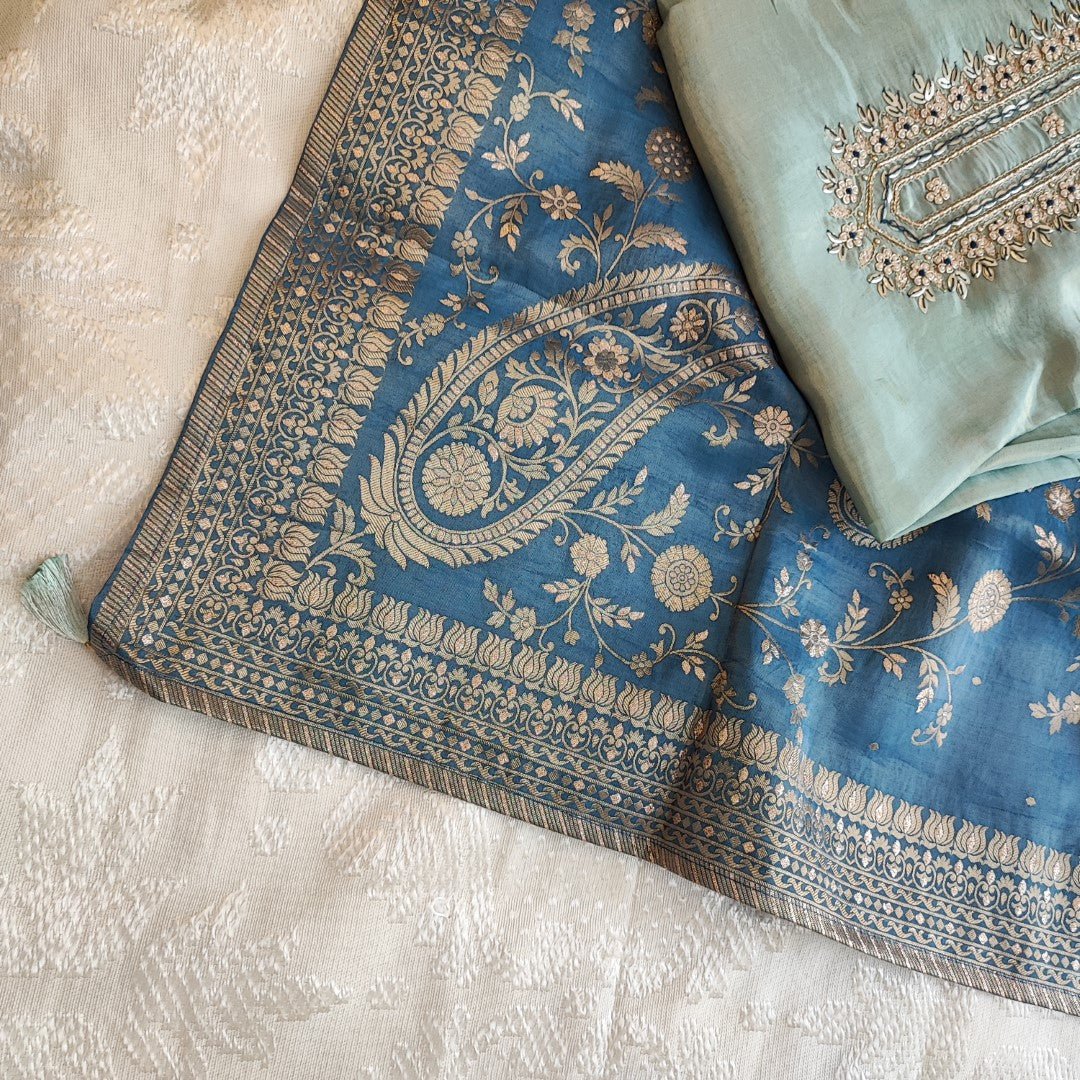 Kanjivaram silk salwar kameez set - Neel Creations By Saanvi