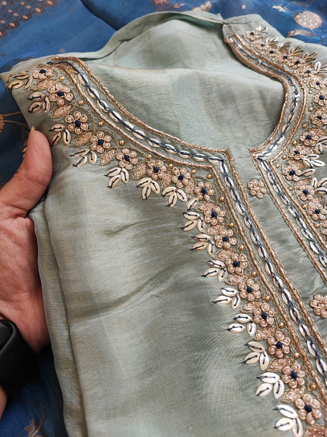 Kanjivaram silk salwar kameez set - Neel Creations By Saanvi