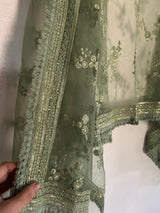 Lucknowi Embroidered dupatta. Dyeable. - Neel Creations By Saanvi