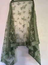 Lucknowi Embroidered dupatta. Dyeable. - Neel Creations By Saanvi