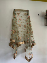 Mint Green Floral net dupatta. - Neel Creations By Saanvi