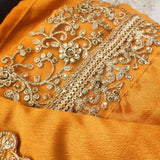 Mustard yellow with pink dupatta dress material. - Neel Creations By Saanvi