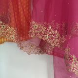 Mustard yellow with pink dupatta dress material. - Neel Creations By Saanvi