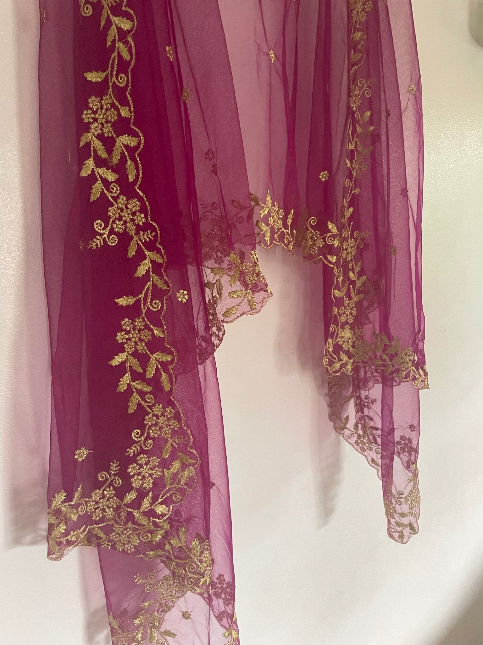 Net dupatta with scallop border - Neel Creations By Saanvi