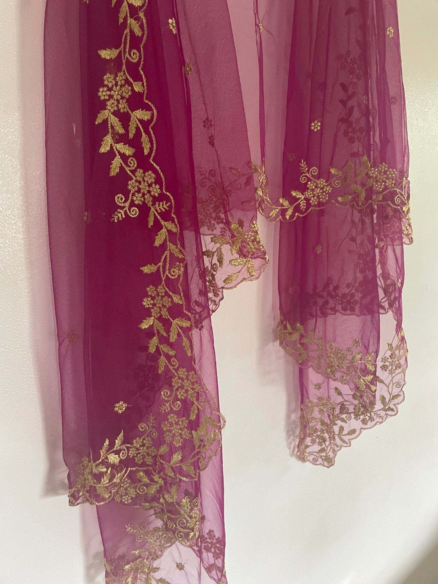 Net dupatta with scallop border - Neel Creations By Saanvi