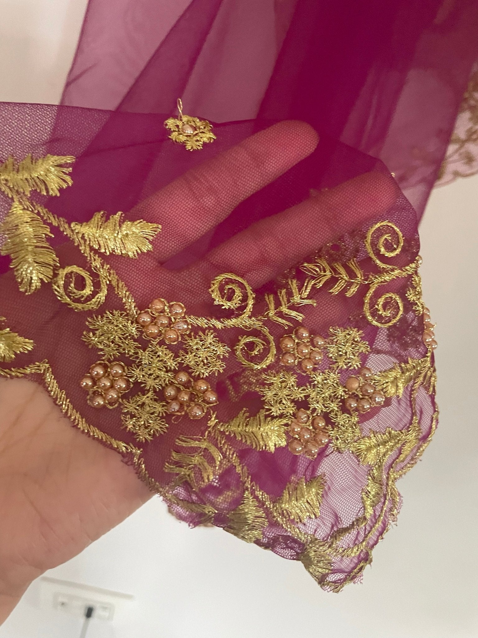 Net dupatta with scallop border - Neel Creations By Saanvi