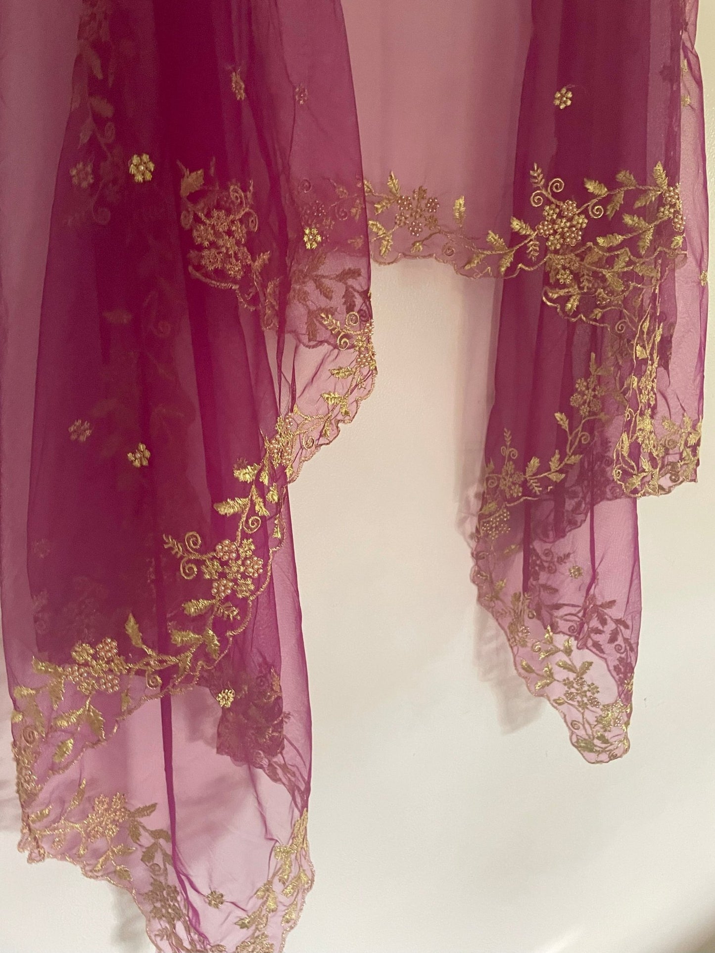 Net dupatta with scallop border - Neel Creations By Saanvi