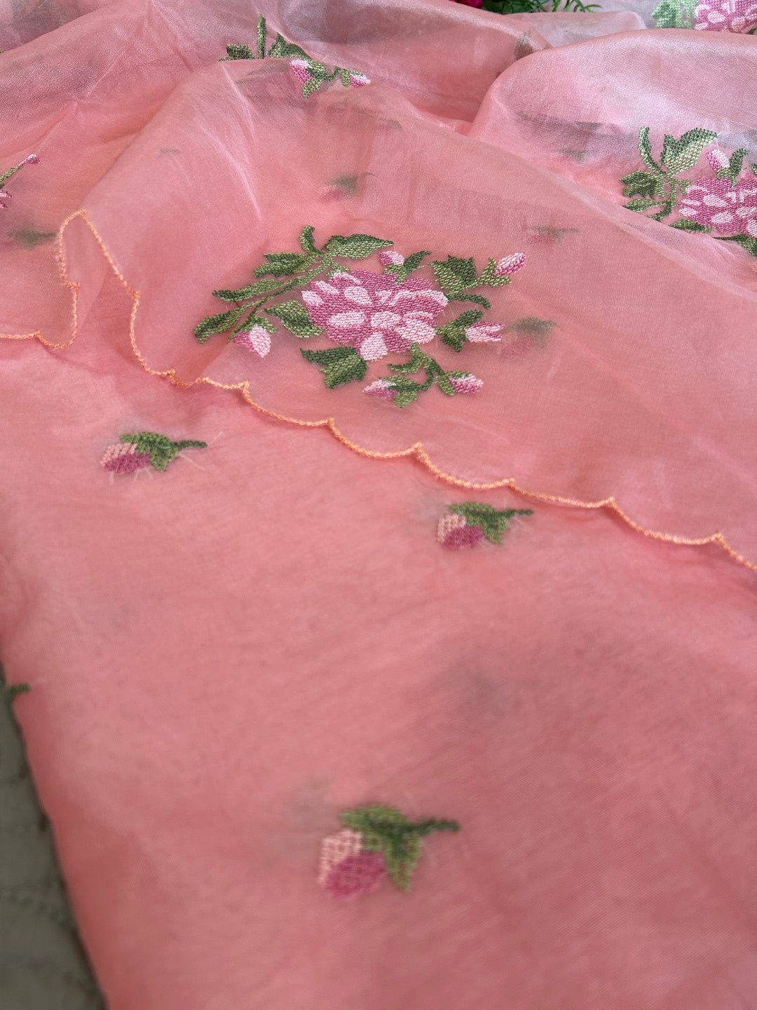 Organza Embroidered dress material - Neel Creations By Saanvi