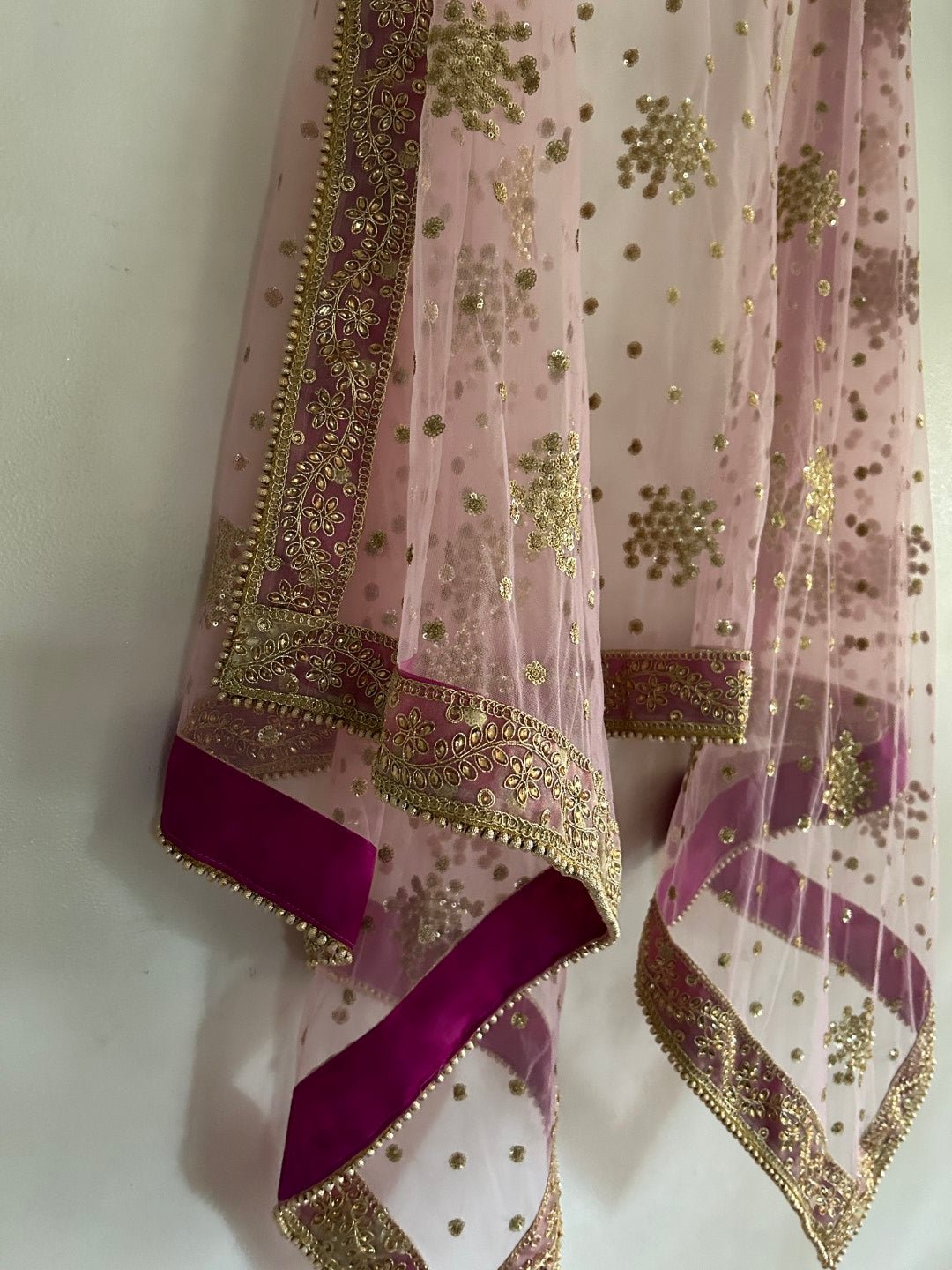 Pink Bridal Dupatta - Neel Creations By Saanvi