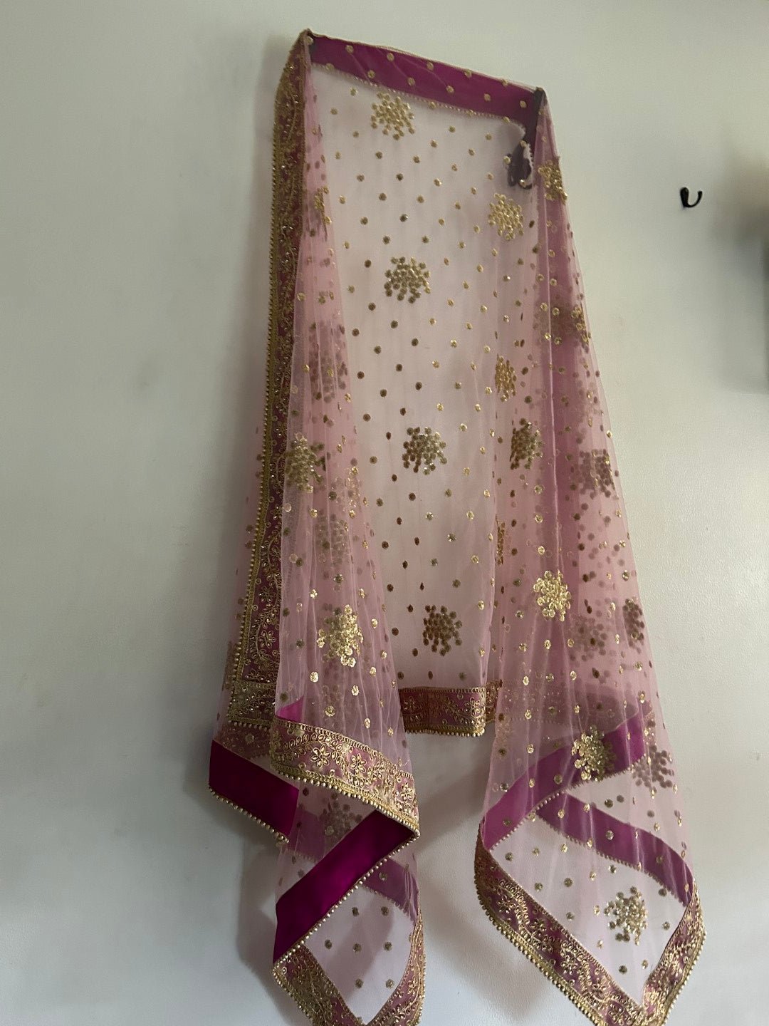 Pink Bridal Dupatta - Neel Creations By Saanvi