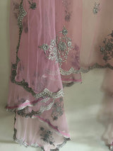 Pink silver Indian Dupatta party wear - Neel Creations By Saanvi
