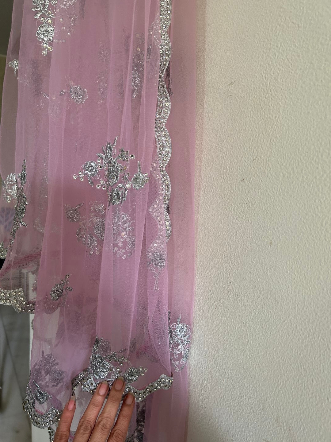 Pink silver Indian Dupatta party wear - Neel Creations By Saanvi
