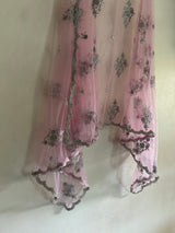 Pink silver Indian Dupatta party wear - Neel Creations By Saanvi