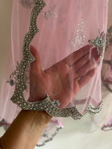 Pink silver Indian Dupatta party wear - Neel Creations By Saanvi