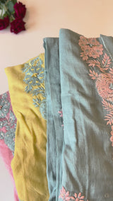 Pink Mul Chanderi embroidered Unstitched Suit