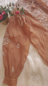 Brown Chikankari Shirt - Semi Stitched