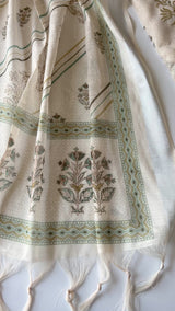 Mul linen pitta work and all over printed salwar suit material