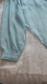 Sky blue Chikankari Shirt - Semi Stitched