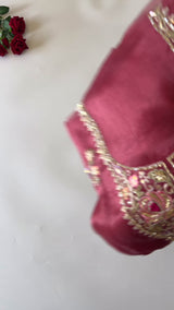 Brown Tissue partywear embroidered suit set unstitched
