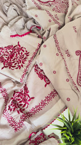 Laal Dhaga Unstitched suit on Mouse color with Salwar embroidery