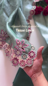 Pure Linen Tissue Cutwork designer unstitched dress material