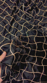 Black velvet sequin embroidered fabric