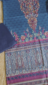 Printed Cotton Blue Dress Material