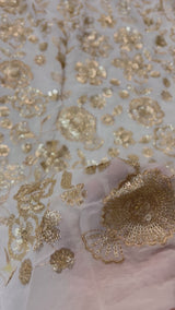 Dyeable georgette Sequin embroidery fabric.