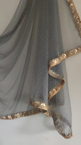Fancy Grey Dupatta with Glitter Net.