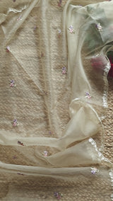 Parsi embroidery beige unstitched suit