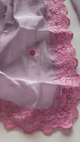 Purple Sunflower Embroidery Mul Masleen Dress material