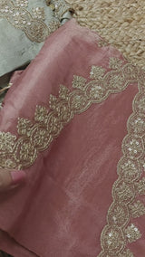 Party wear Shimmer tissue Dress material with Potli bag