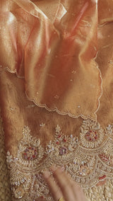 Rich Hand Embroidery on Pure Crush Tissue dress material