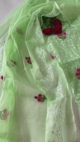 Green Kotta floral embroidered kurta dupatta set Unstitched