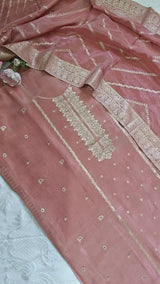 Rust Unstitched Dress material